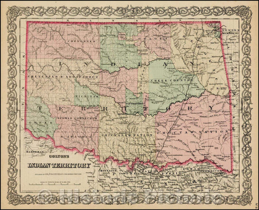 Historic Map - Colton's Indian Territory, 1876, G.W. & C.B. Colton v1