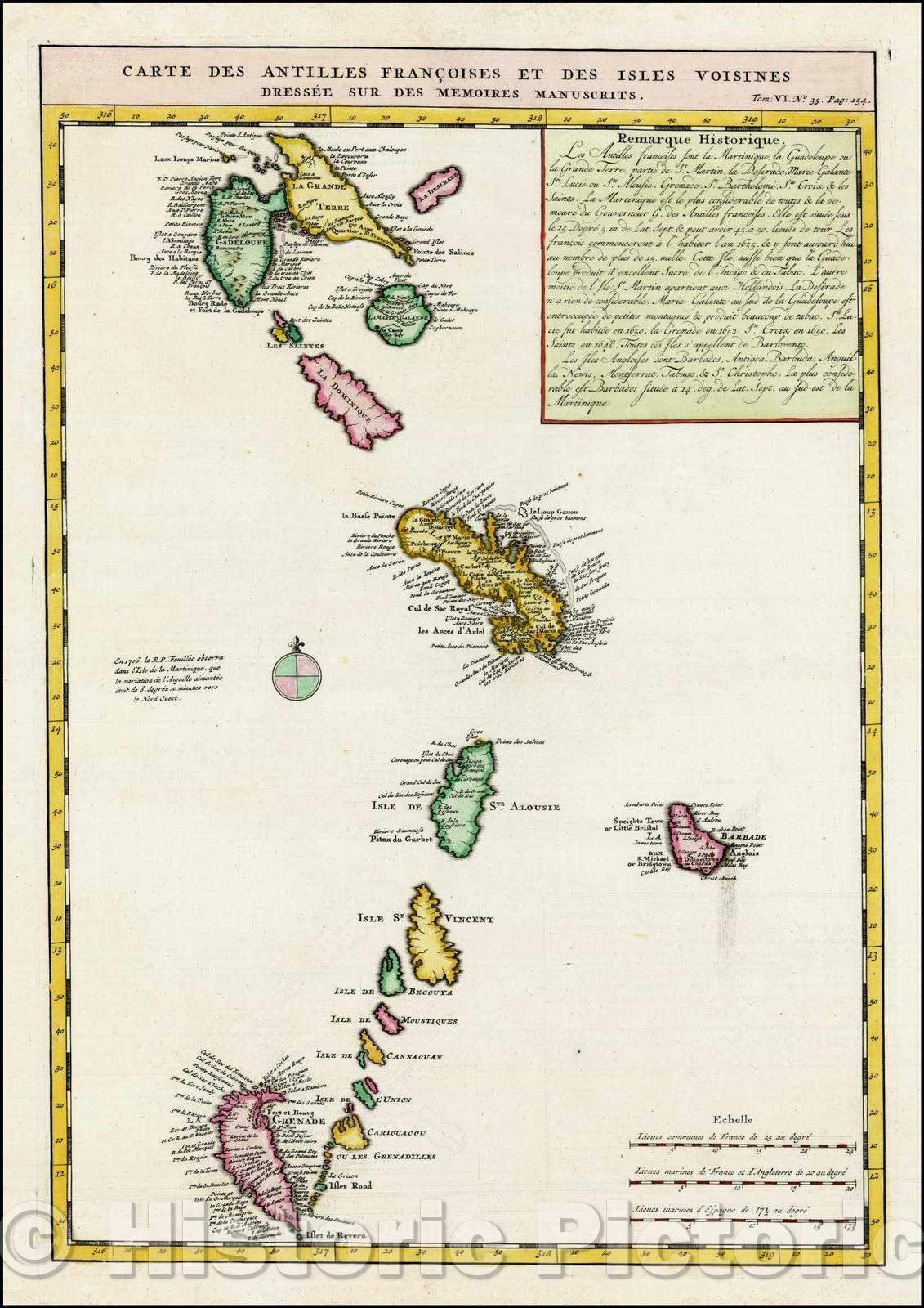 Historic Map - Carte Des Antilles Francoises et des Isles Voisines dressee :: French Antilles, Chatelain's monumental Atlas Historique, 1719 - Vintage Wall Art