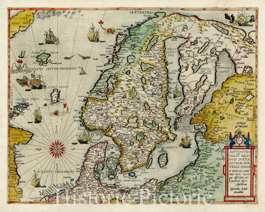 Northern Regions of Sweden, Gothia, Norway, Denmark & Adjace - 1593 Historical Map Print