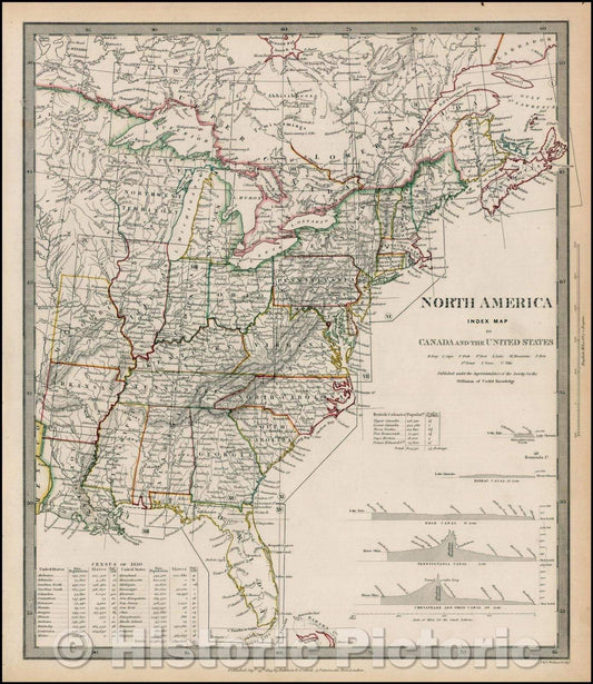 Historic Map - North America Index Map To Canada And The United States, 1831, SDUK v1