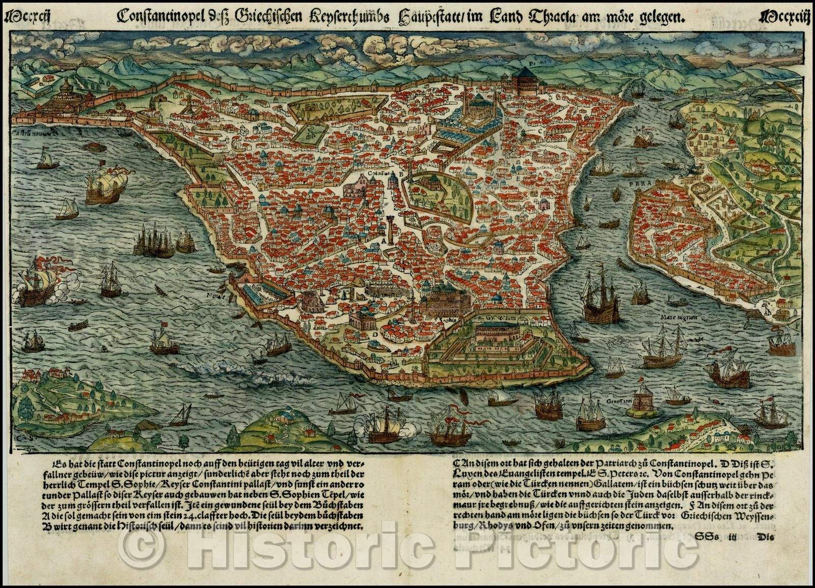 Historic Map - Constantinopel des Griechischen Lenserchumbs Hauptstatt/im Land Thracia am moere gelegen, 1570, Sebastian M?nster v1