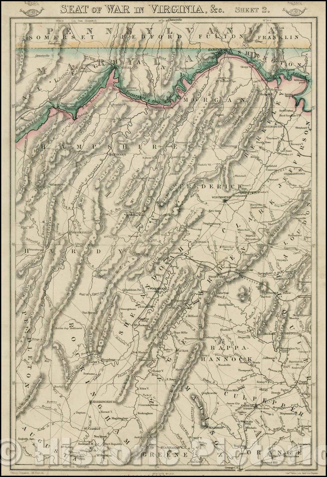 Historic Map - Seat of War in Virginia Sheet 2, 1863, Edward Weller - Vintage Wall Art