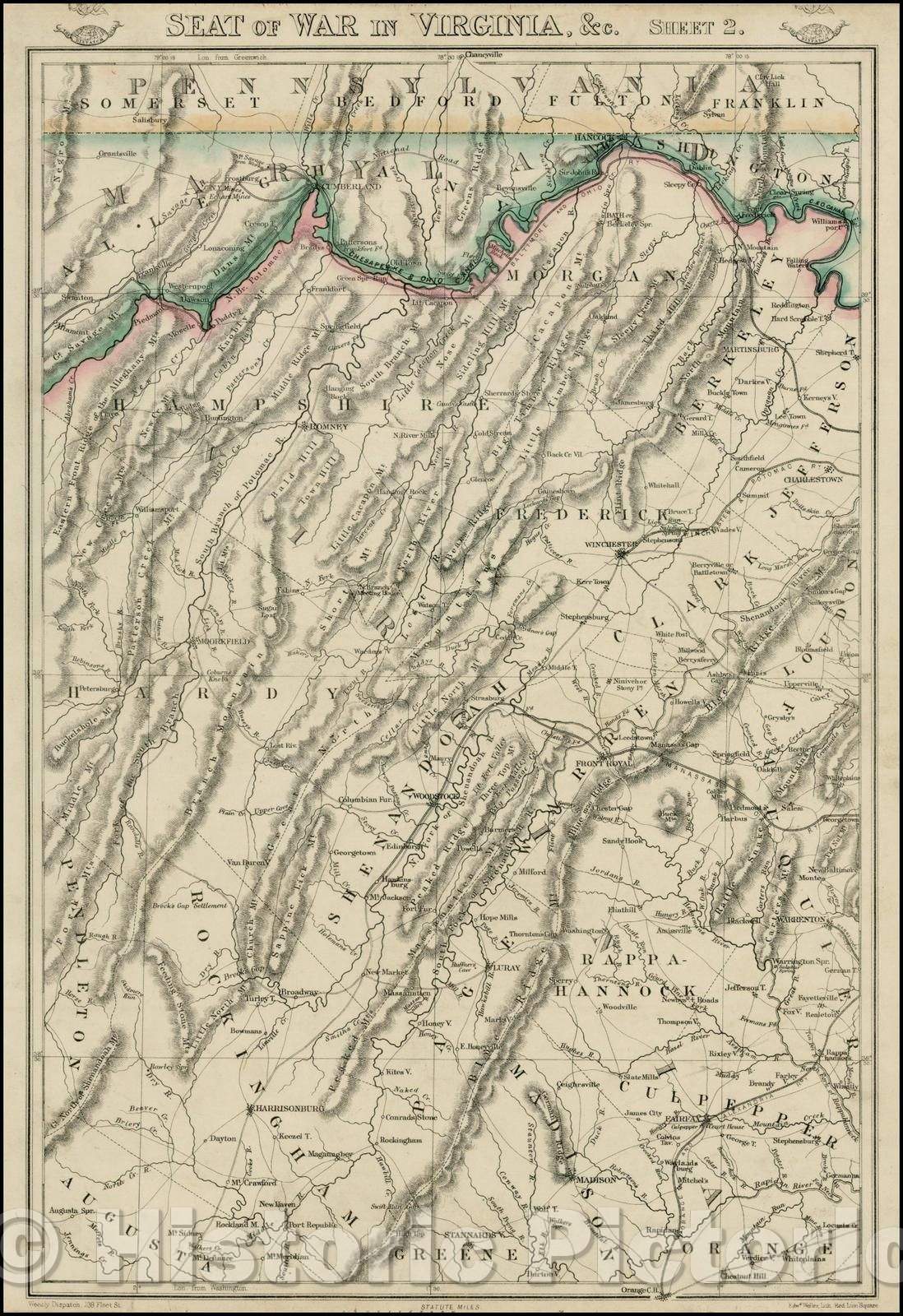 Historic Map - Seat of War in Virginia Sheet 2, 1863, Edward Weller - Vintage Wall Art