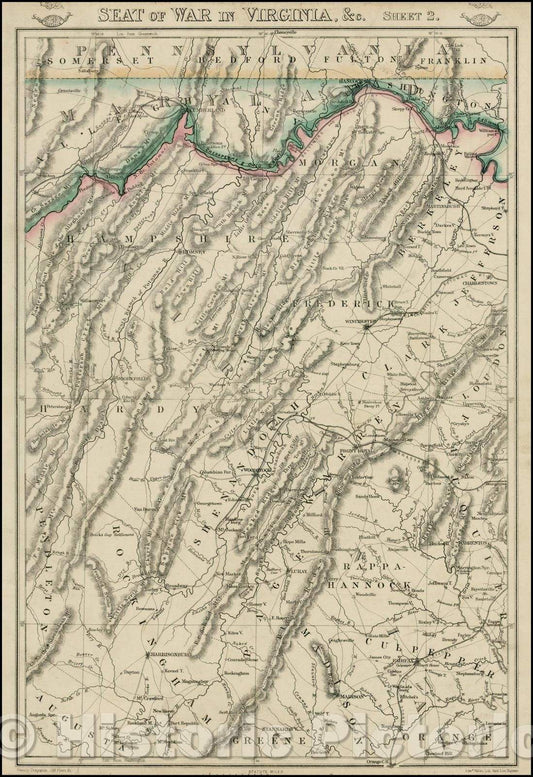 Historic Map - Seat of War in Virginia Sheet 2, 1863, Edward Weller - Vintage Wall Art