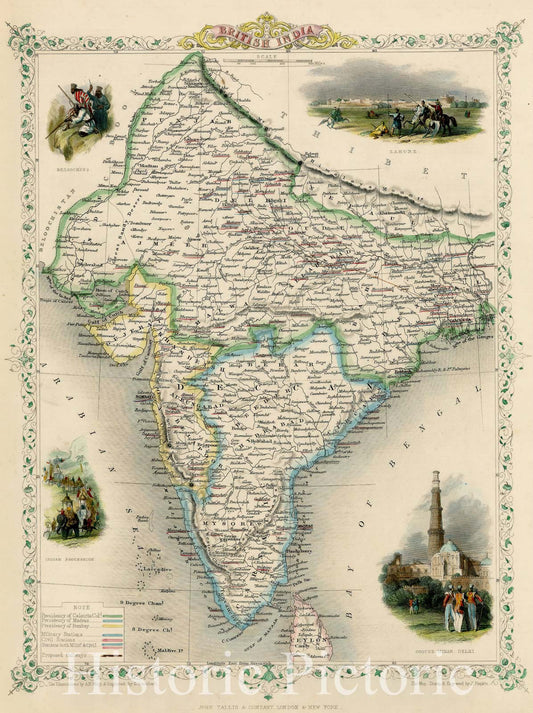 Historic Map - British India, 1851, John Tallis - Vintage Wall Art