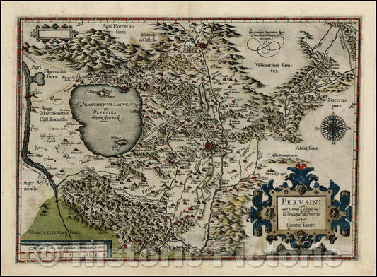 Historic Map - Perusini agri exactissima novissimaque descriptio auctore Egnatio Dante, 1588, Abraham Ortelius - Vintage Wall Art
