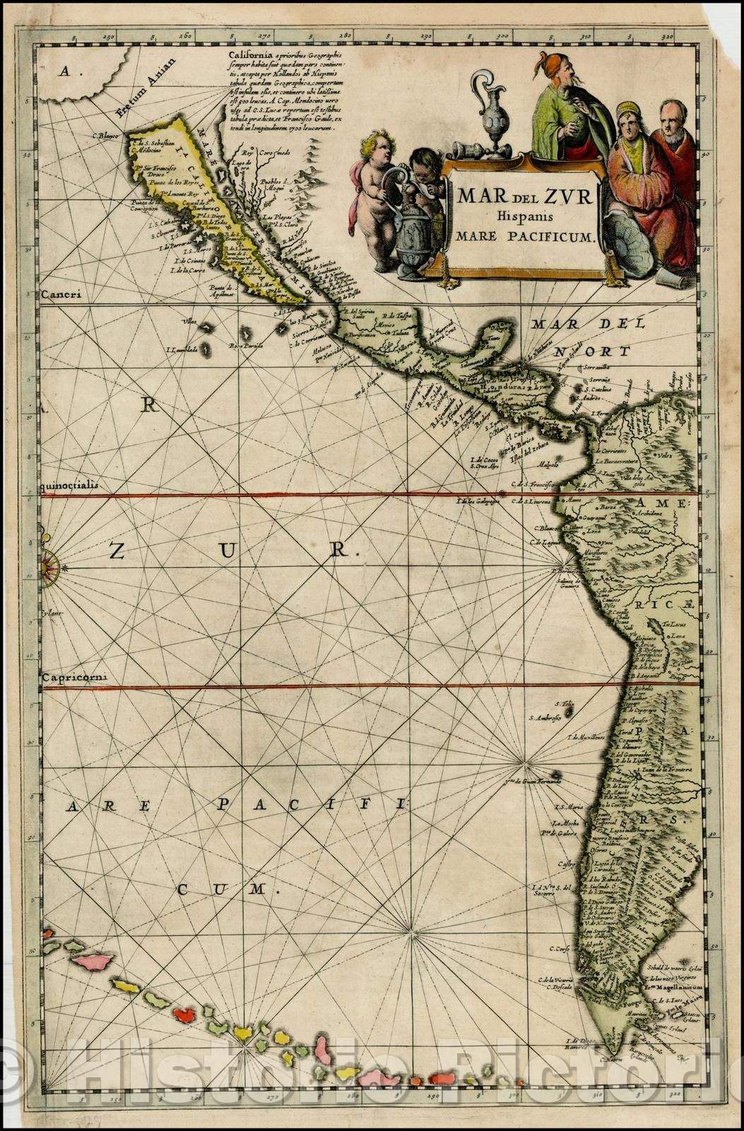 Historic Map - Mar Del Zur Hispanis Mare Pacificum, 1650, Jan Jansson v1