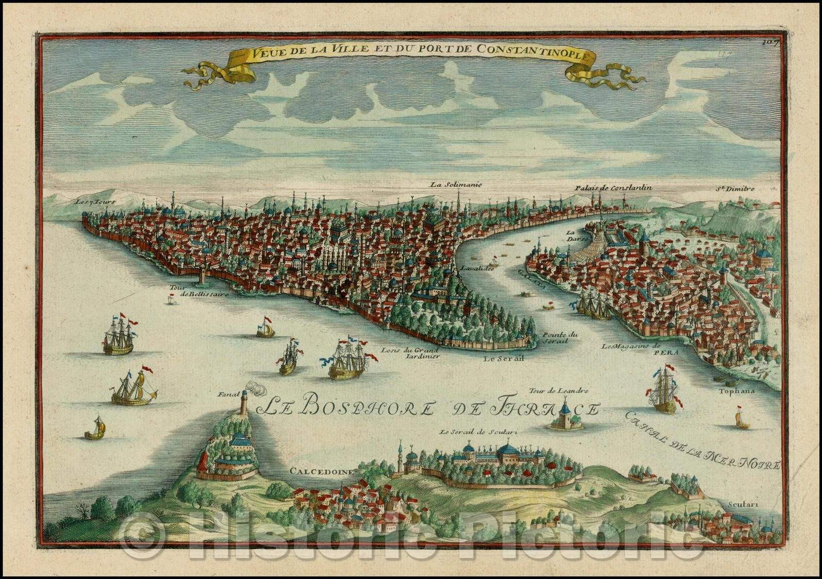 Historic Map - Veue De La Ville Et Du Port De Constantinople, 1705, Nicolas de Fer v1
