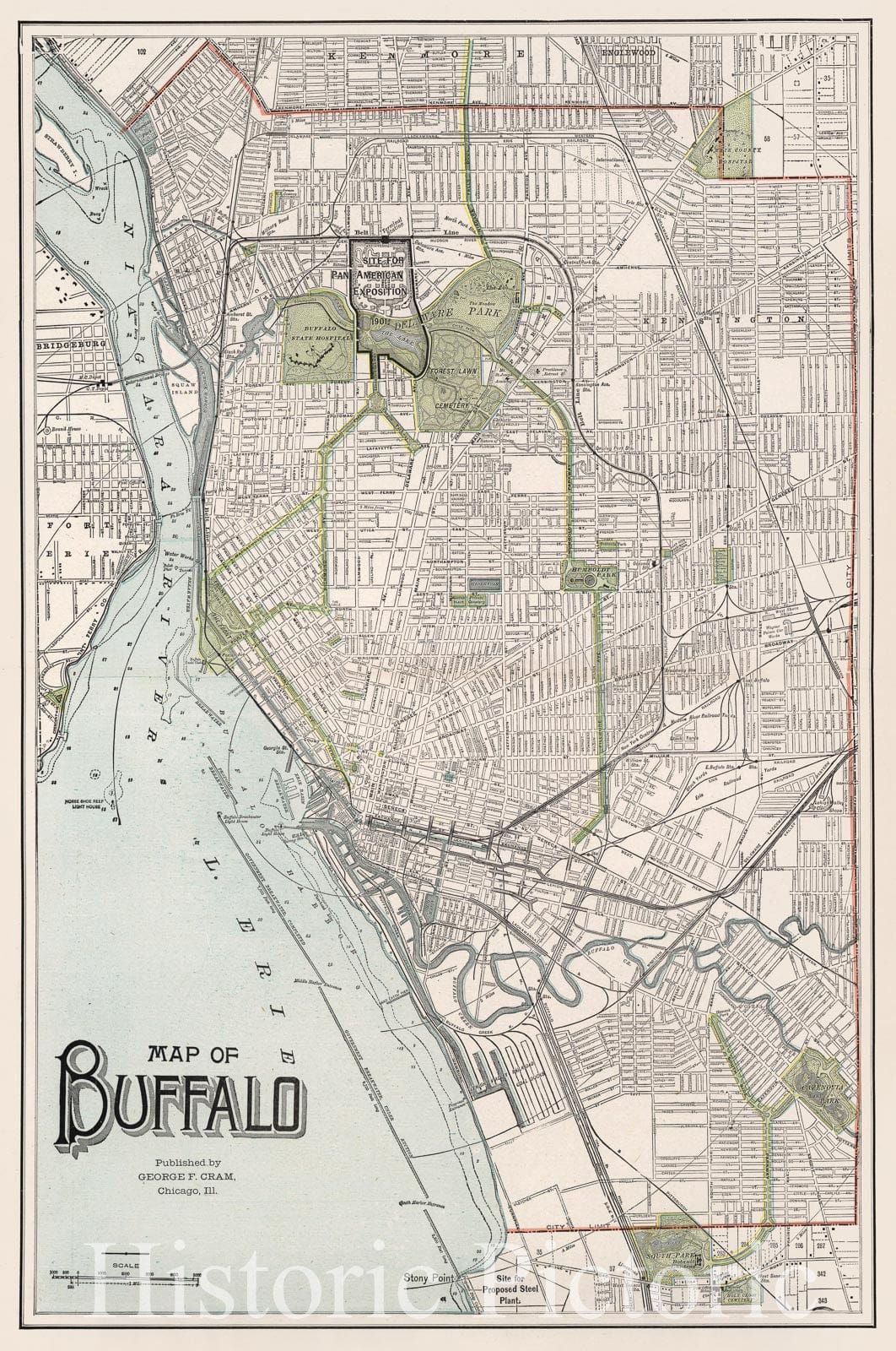 Buffalo, New York - City Plan, 1890 ca | Historical Map Print