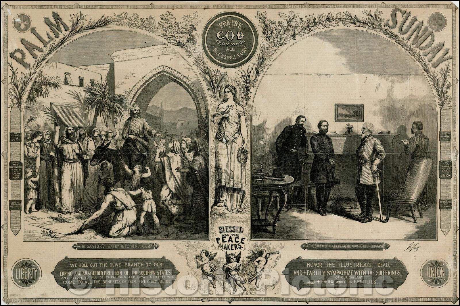 Historic Map - The Surrender at Appomattox Courthouse, 1865, Thomas Nast - Vintage Wall Art