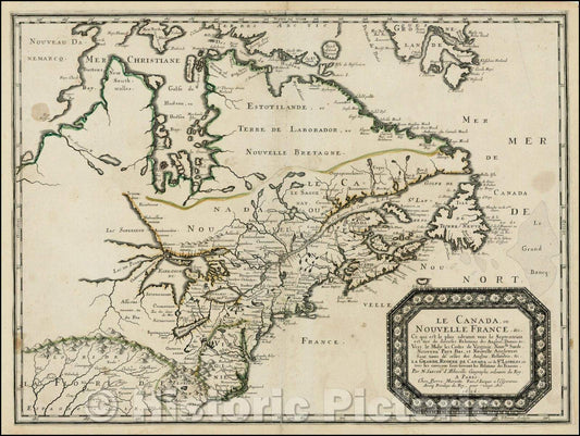 Historic Map - Le Canada ou Nouvelle France Ce qui set les plus advance vers le Septenrion est tier de dives Relations des Anglois, Danois, 1656, Nicolas Sanson v1
