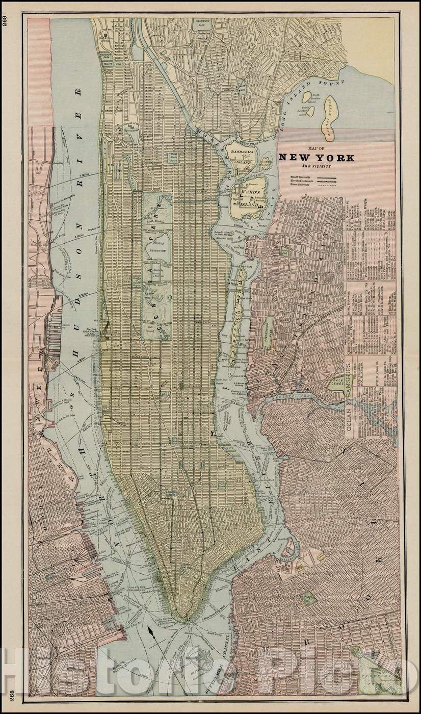 Historic Map - Map of New York and Vicinity, 1891, George F. Cram v1