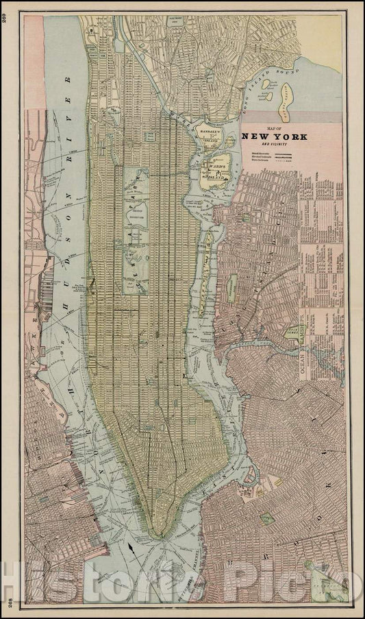 Historic Map - Map of New York and Vicinity, 1891, George F. Cram v1