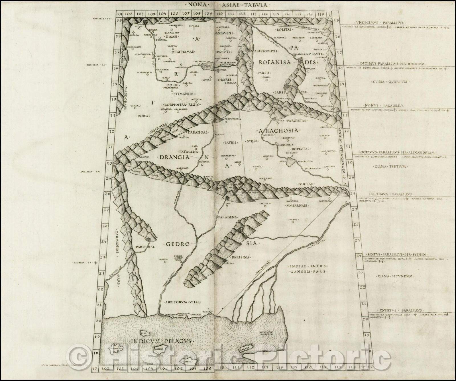 Historic Map - Nona Asiae Tabula (Pakistan, Afghanistan, India)/Map o'clock Asia (Pakistan, Afghanistan, India), 1478, Claudius Ptolemy - Vintage Wall Art