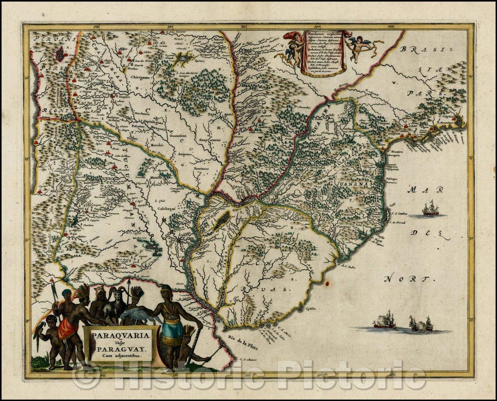 Historic Map - Paraquaria Vulgo Paraguay Cum adjacentibus, 1671, John Ogilby - Vintage Wall Art