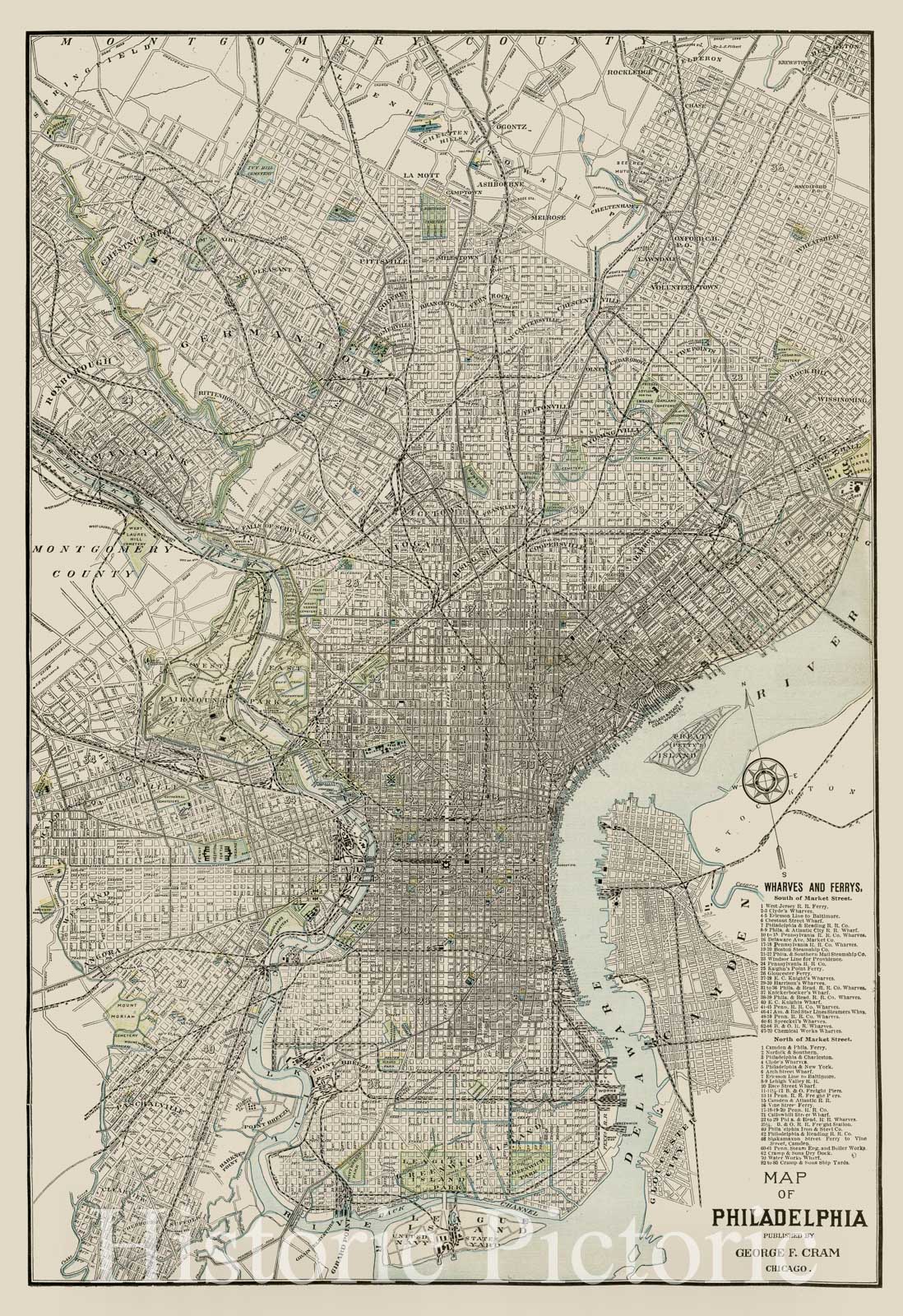 Philadelphia - Detailed City Map, 1899 | Historical Map Print