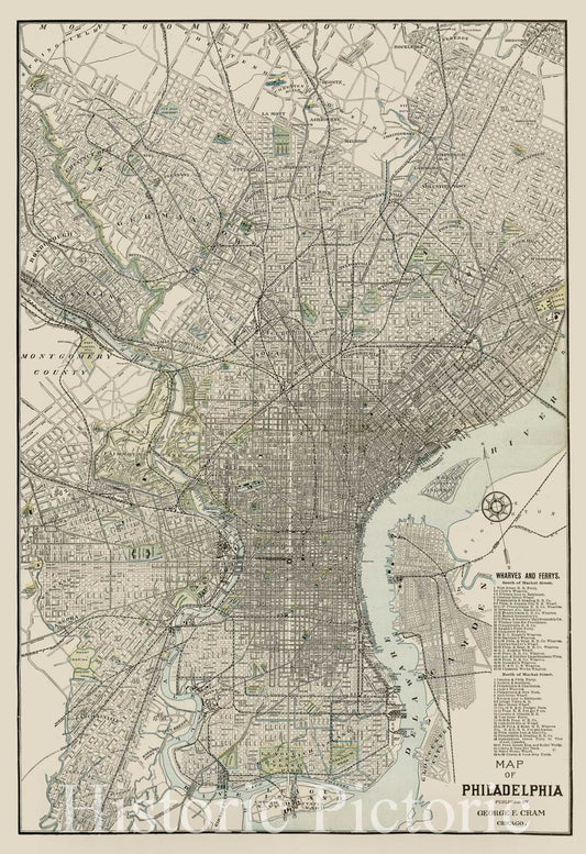 Philadelphia - Detailed City Map, 1899 | Historical Map Print