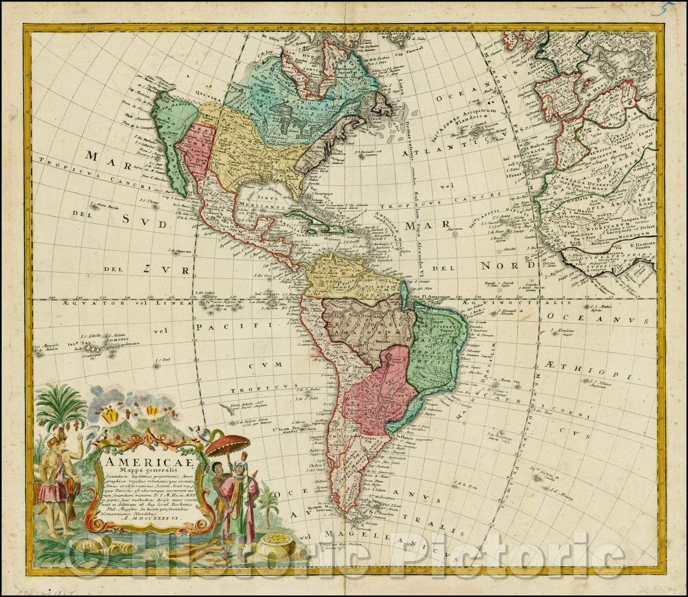 Historic Map - Americae Mappa generalis Secundum legimitas projectionis Stereiographiae regulas, 1746, Homann Heirs v3