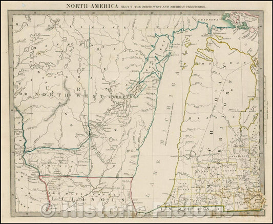 Historic Map - North America Sheet V The North West and Michigan Territories, 1833, SDUK v2