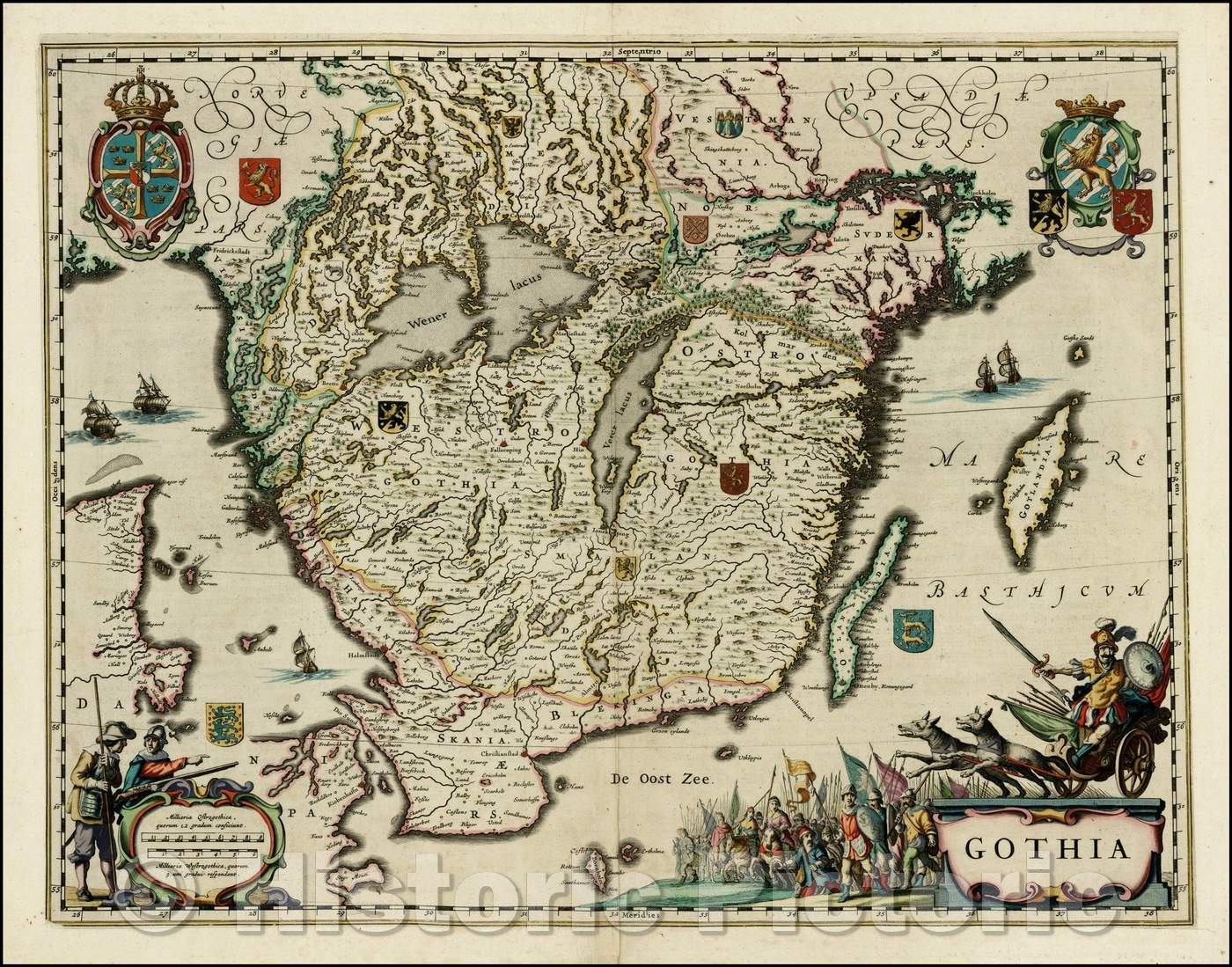 Historic Map - Gothia, 1660, Johannes Blaeu - Vintage Wall Art