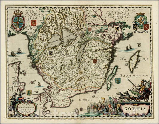 Historic Map - Gothia, 1660, Johannes Blaeu - Vintage Wall Art