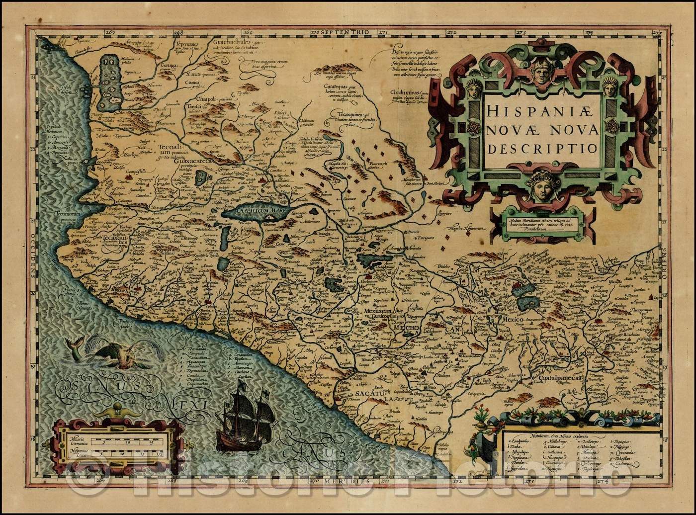 Historic Map - Hispaniae Novae Nova Descriptio, 1606, Jodocus Hondius v1