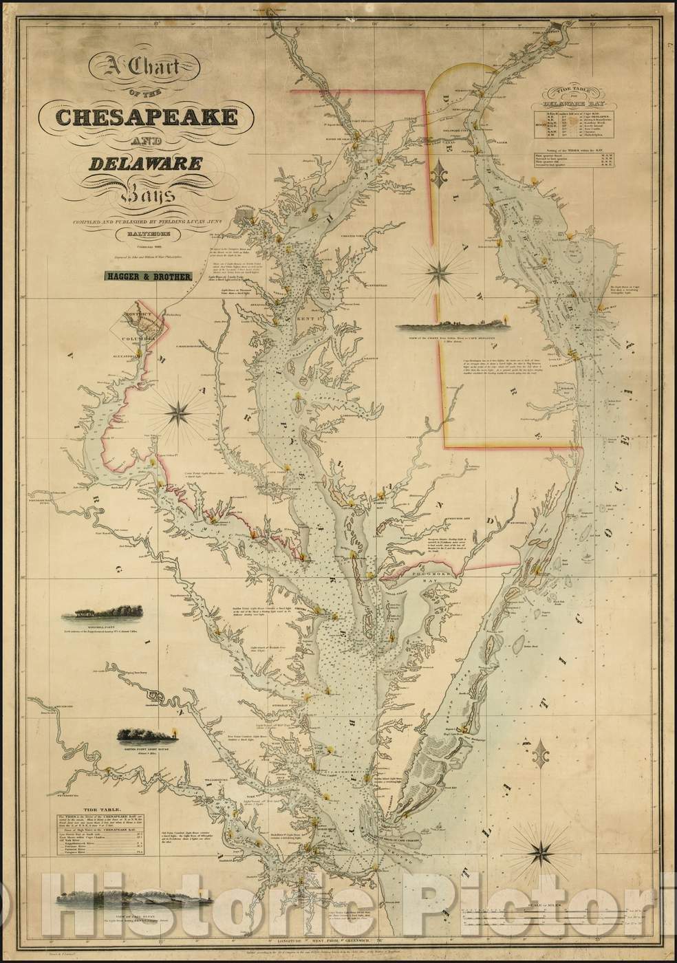 Historic Map - A Chart of the Chesapeake and Delaware Bays, 1862, Fielding Lucas Jr. v2