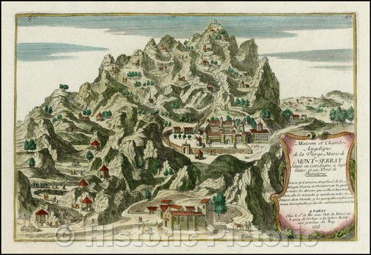Historic Map - Maison et Chambre Angelique de la Vierge Marie de Mont-serrat Situee en Catalogne a Sept lieues et au Nord de Barcelone, 1705, Nicolas de Fer v1