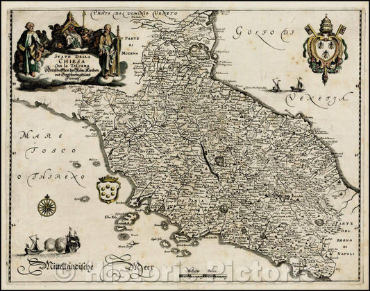 Historic Map - Stato Della Chiesa Con la Toscana, 1640, Matthaus Merian v1
