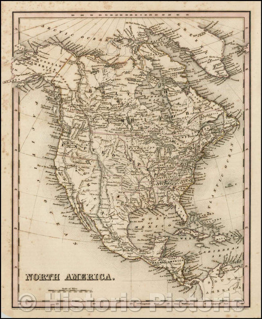 Historic Map - North America [Republic of Texas!], 1838, Thomas Gamaliel Bradford - Vintage Wall Art