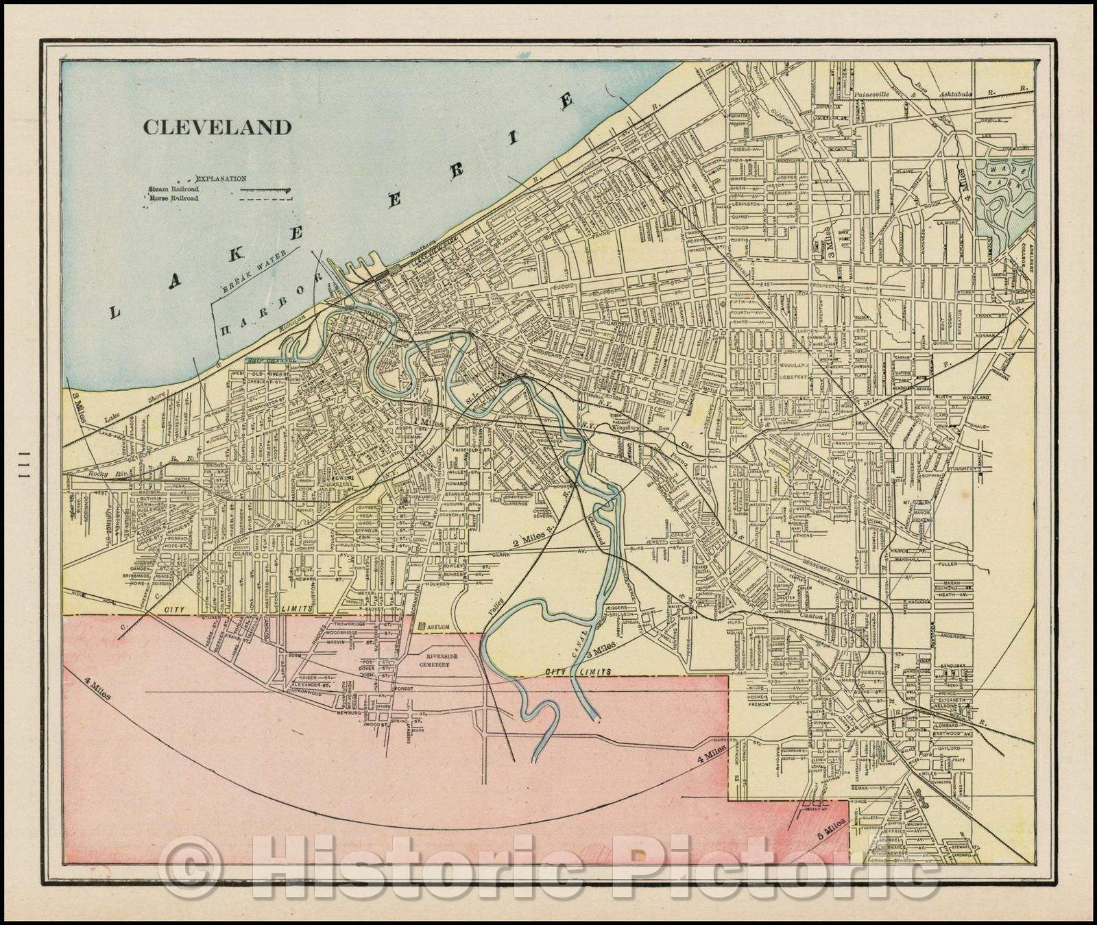 Historic Map - Cleveland, 1892, George F. Cram - Vintage Wall Art