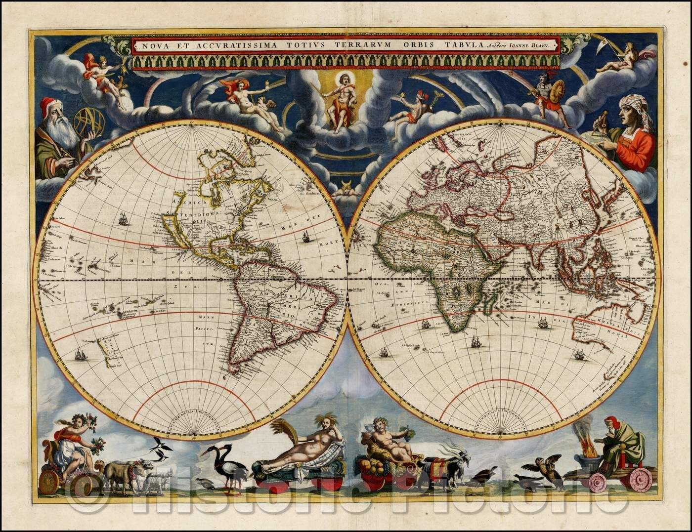 Historic Map - Nova et Accuratissima Totius Terrarum Orbis Tabula Auctore Joanne Blaeu, 1662, Johannes Blaeu v1