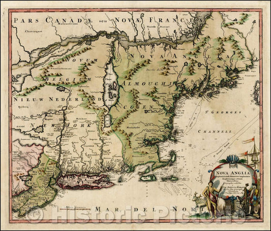 Historic Map - Nova Anglia Septentrionali Americae implantata Anglorumique coloniis florentissima, 1716, Johann Baptist Homann v1