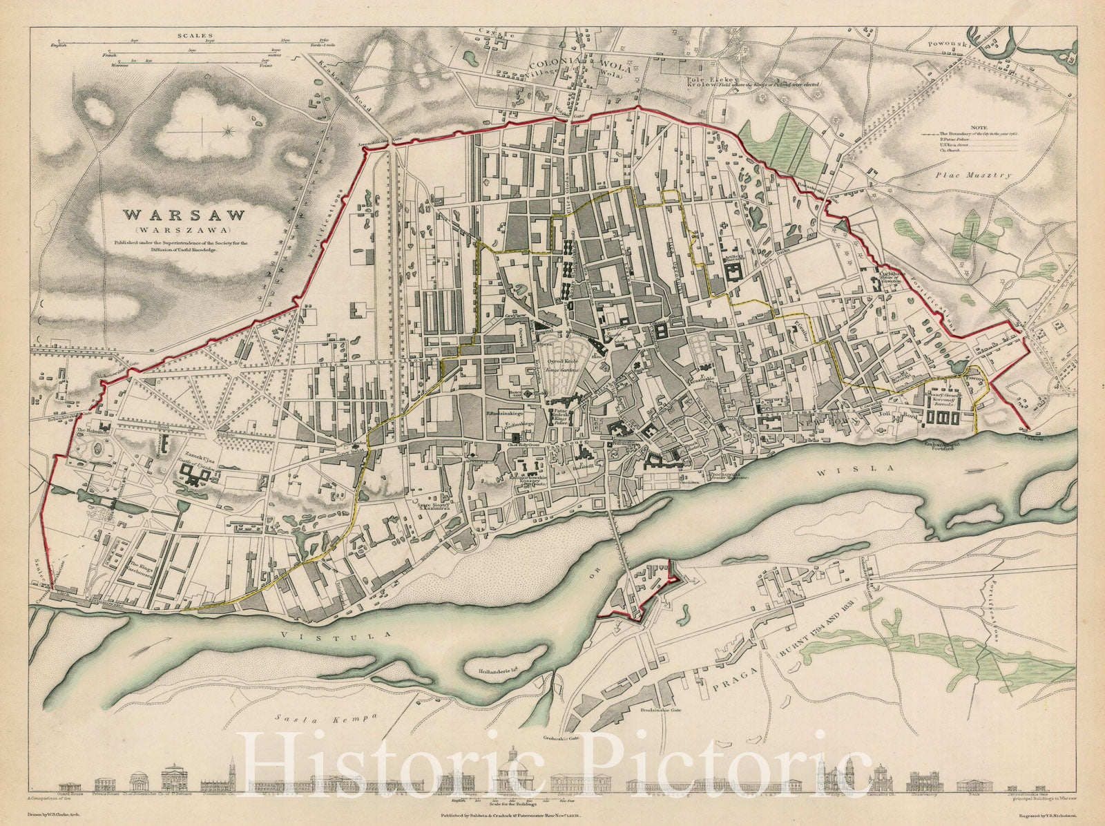 Historic Map - Warsaw Warszawa, 1831, SDUK v3