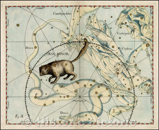 Historic Map - Ursa Minor (Stars heightened in gold), 1687, Johannes Hevelius - Vintage Wall Art