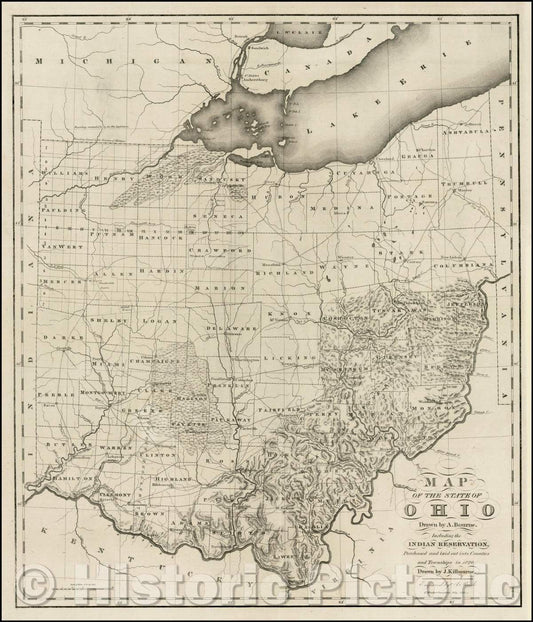 Historic Map - Map Of The State of Ohio, 1820, Caleb Atwater - Vintage Wall Art