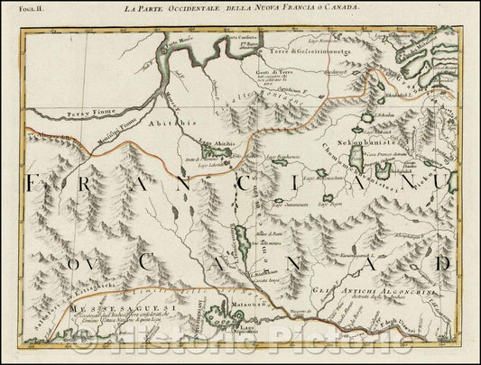 Historic Map - La Parte Occidentale Della Nuova Francia O Canada, 1778, Antonio Zatta v2