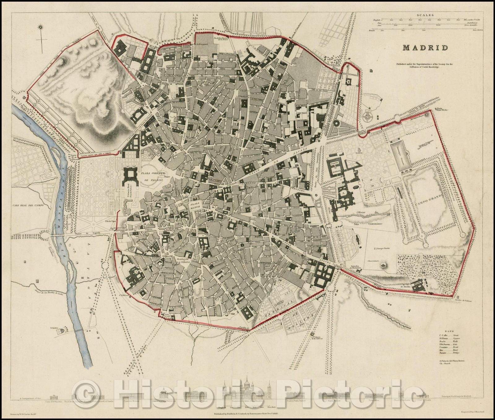 Historic Map - Madrid, Spain, 1831, SDUK v1