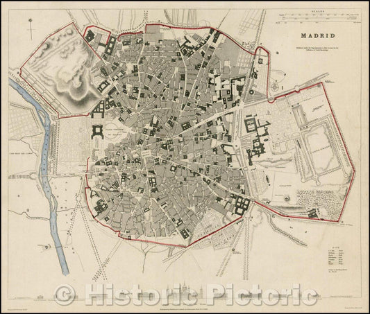 Historic Map - Madrid, Spain, 1831, SDUK v1
