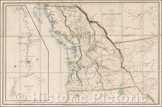 Historic Map - Map of the Oregon Territory, 1844, James Wyld v1