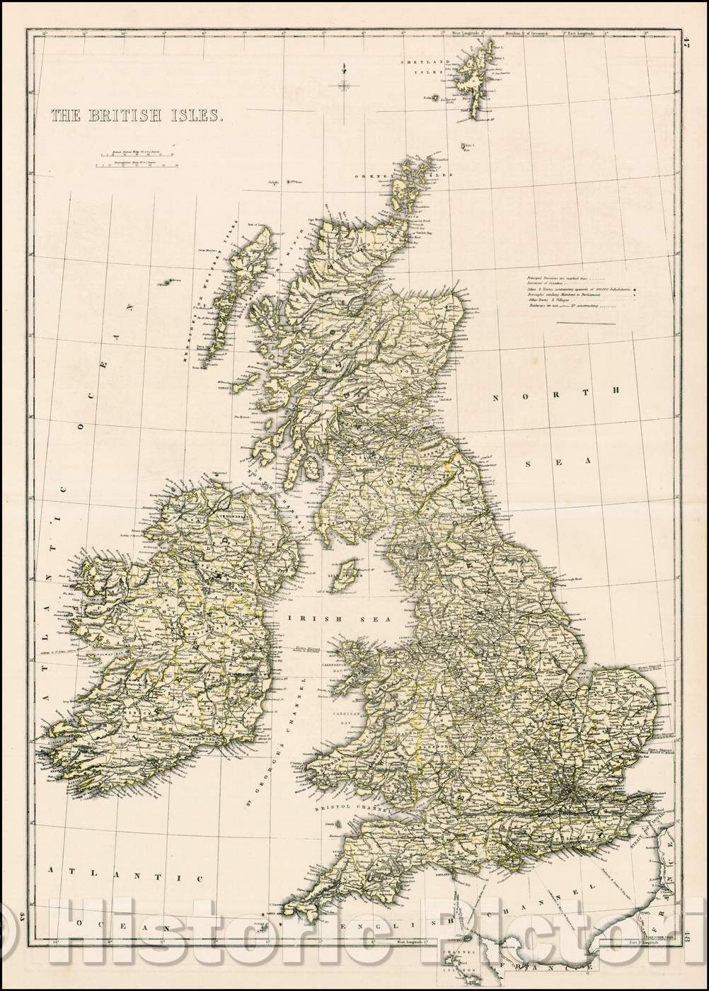 Historic Map - British Isles, 1860, Edward Weller - Vintage Wall Art