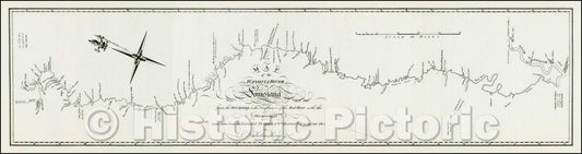 Historic Map - Map of the Washita river in Louisiana from the Hot Springs to the confluence of the Red River with the Mississippi, 1804, George T. Dunbar v3