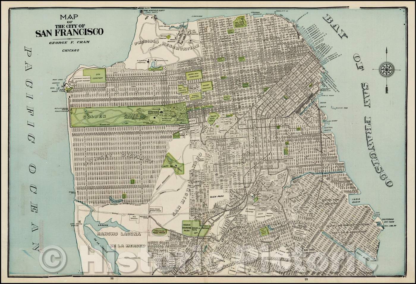 Historic Map - Map of The City of San Francisco, 1892, George F. Cram v1