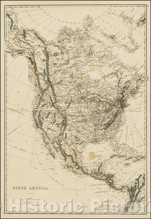 Historic Map - North America, 1859, Theodore Ettling - Vintage Wall Art