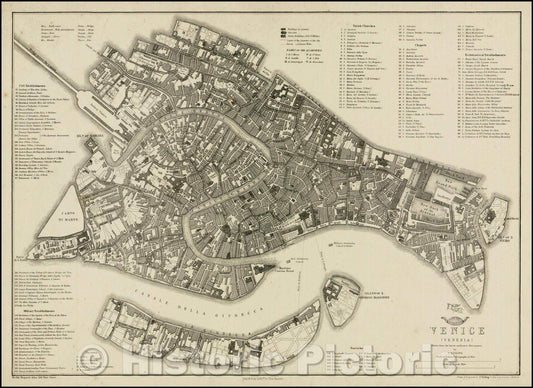 Historic Map - Venice (Venezia), 1855, Weekly Dispatch - Vintage Wall Art
