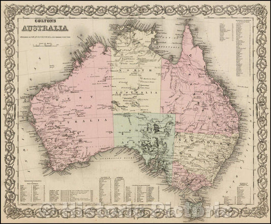 Historic Map - Colton's Australia, 1865, Joseph Hutchins Colton - Vintage Wall Art
