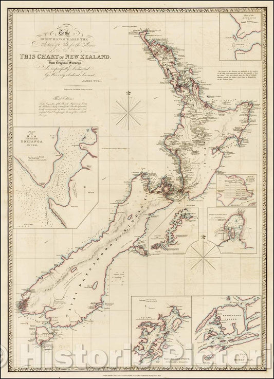 Historic Map - This Chart of New Zealand, from Original Surveys, 1843, James Wyld v1