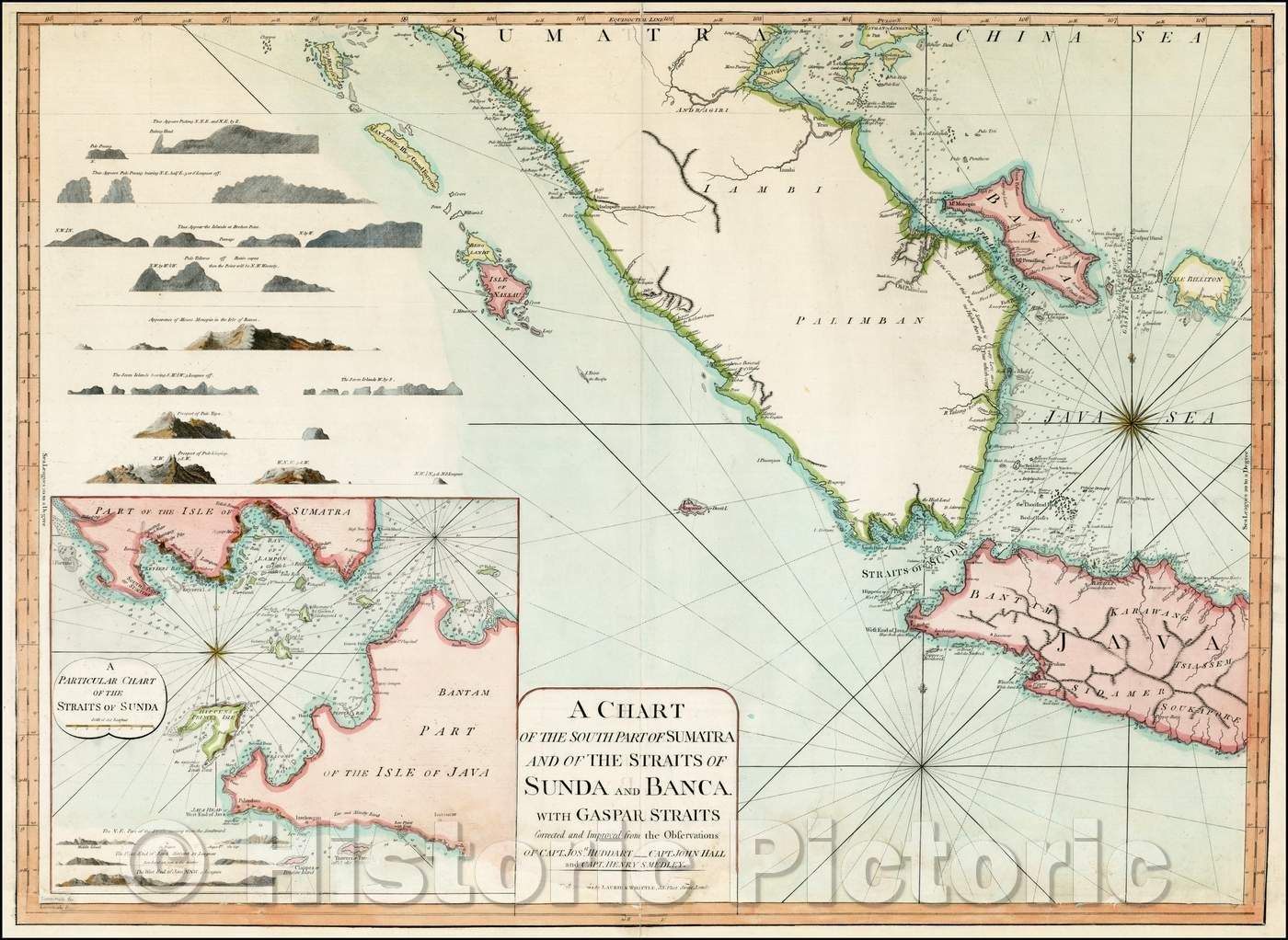 Historic Map - A Chart of the South Part of Sumatra and of the Straits of Sunda and Banca with Gaspar Straits, 1794, Laurie & Whittle - Vintage Wall Art