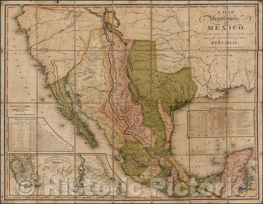 Historic Map - A Map of the United States of Mexico, As organized and defined, 1825, Henry Schenk Tanner v1