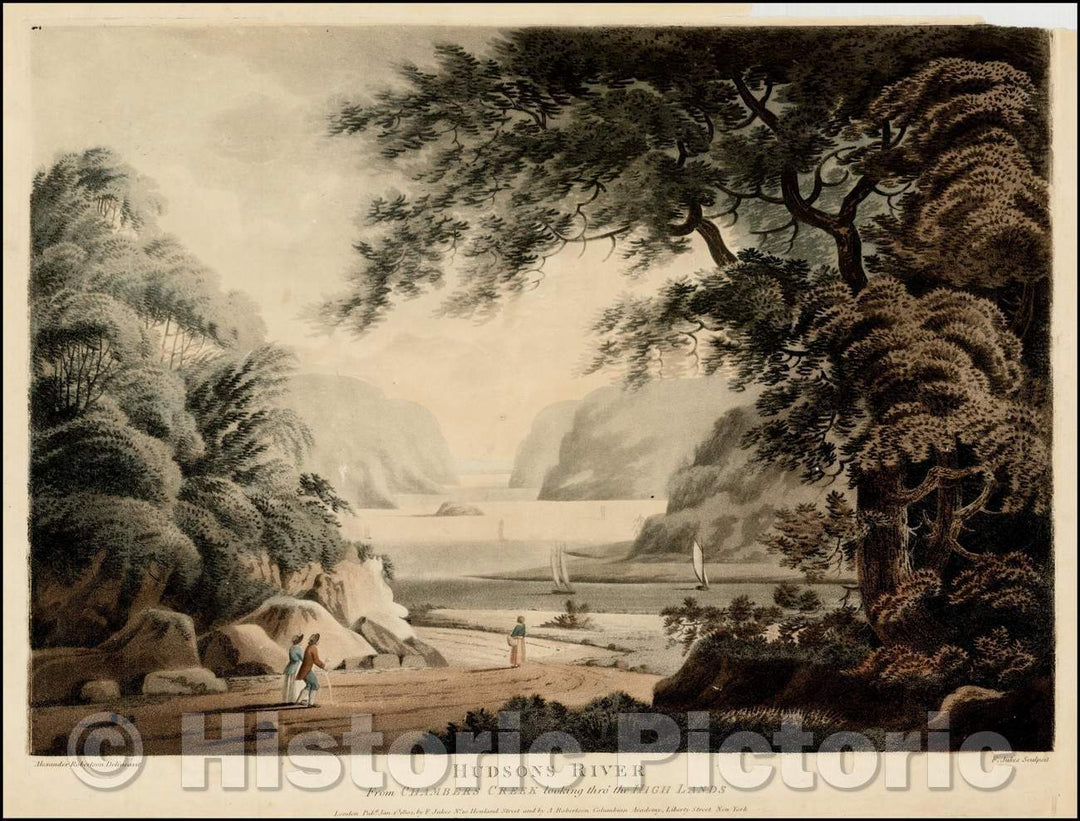Historic Map - Hudsons River From Chambers Creek looking thro the High Lands, 1802, Alexander Robertson - Vintage Wall Art